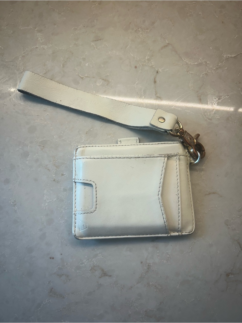 White Leather Wristlet Card Holder Wallet